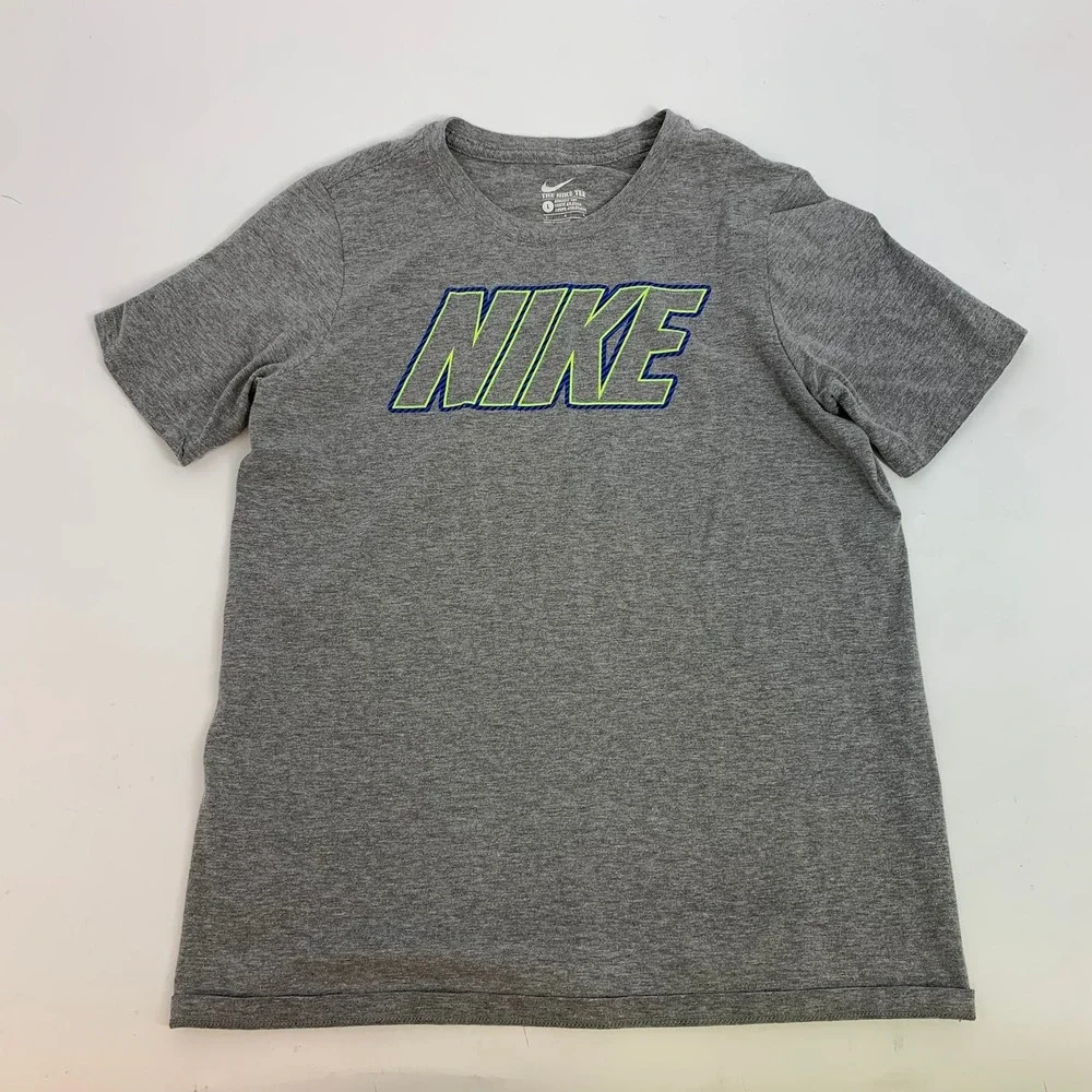 Kids Nike Tee Athletic Cut Grey Short‎ Sleeve T Shirt Large